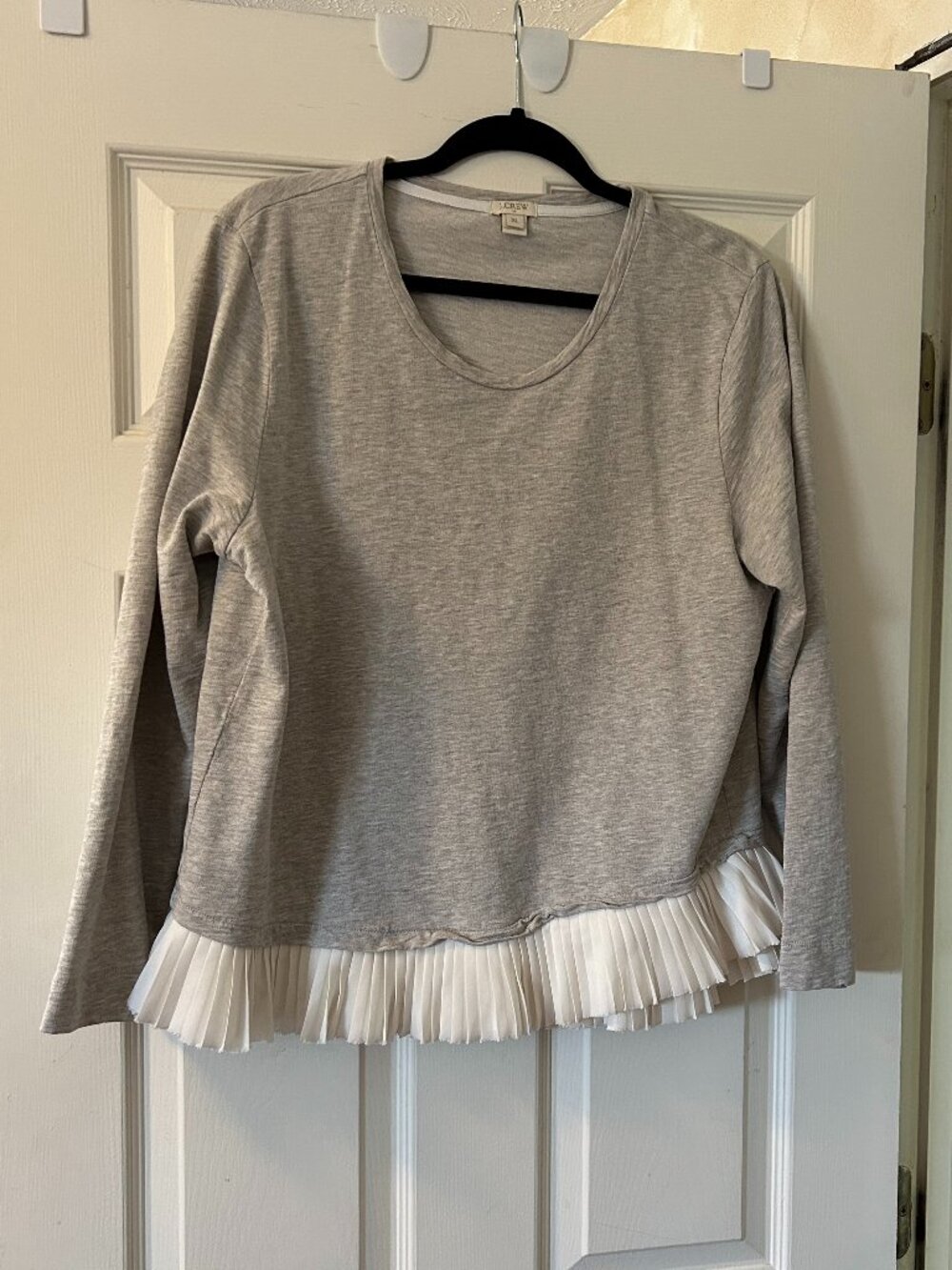 JCrew Georgette hem sweatshirt top heather grey Size XL